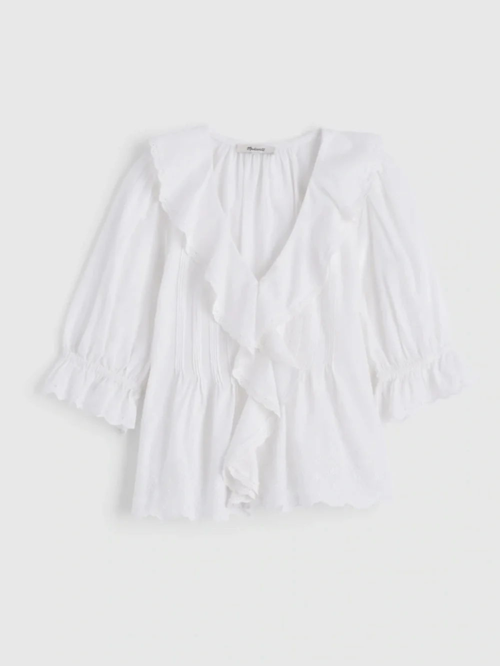 NWT Madewell Blaire Pintucked Ruffled Puff Sleeve Top